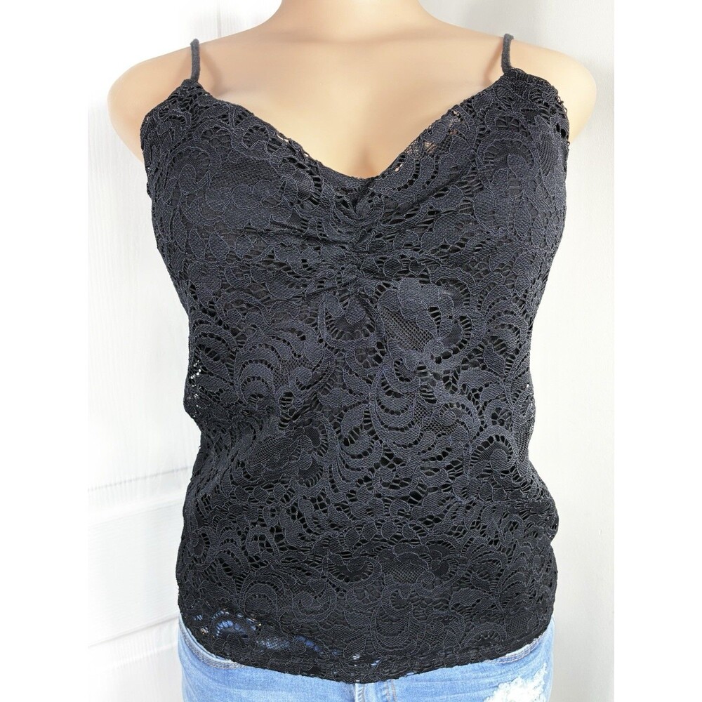 Hollister Black Lace Cami Tank Women’s Sz M Lined Y2K Whimsygoth Dark Fairy
